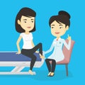 Gym doctor checking ankle of a patient. Royalty Free Stock Photo