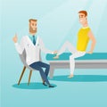 Gym doctor checking ankle of a patient. Royalty Free Stock Photo