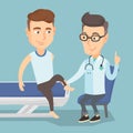 Gym doctor checking ankle of a patient. Royalty Free Stock Photo