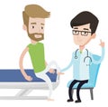 Gym doctor checking ankle of a patient. Royalty Free Stock Photo