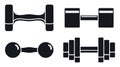 Gym dumbell icon set, simple style