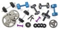 Gym equipment on white background with clipping path Royalty Free Stock Photo