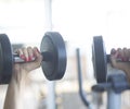 Gym exercise dumbell free weights Royalty Free Stock Photo