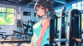 gym exterior anime highquality image and aes ai generated Royalty Free Stock Photo