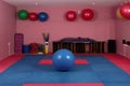 Woman on a fitness ball in a gym - Image