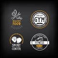 Gym and fitness club logo design, sport badge. Vector with graph