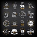 Gym and fitness club logo design, sport badge.Vector with graphi