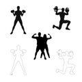 Gym fitness and exercise silhouettes Royalty Free Vector
