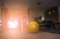 Gym for fitness exercises with aerobic Fitball on the floor. Royalty Free Stock Photo