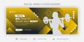 Gym and fitness facebook cover banner template design