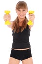 Gym fitness girl training her body with dumbbell Royalty Free Stock Photo