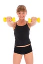 Gym fitness girl training her body with dumbbell Royalty Free Stock Photo