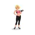 Gym girl holing a dumbbell vector illustration