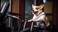 Gym-goer dog brings laughter, funny workout moments. Royalty Free Stock Photo