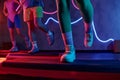 Gym Goers Exercising on Step Platforms Royalty Free Stock Photo