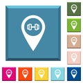 Gym GPS map location white icons on edged square buttons Royalty Free Stock Photo