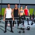 Gym group with weight lifting bar crossfit workout Royalty Free Stock Photo