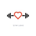 Gym heart logo vector icon. Sport gym love workout training sign Royalty Free Stock Photo