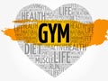 GYM heart word cloud, fitness, sport Royalty Free Stock Photo