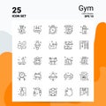 25 Gym Icon Set. 100% Editable EPS 10 Files. Business Logo Concept Ideas Line icon design Royalty Free Stock Photo