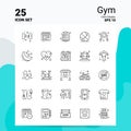 25 Gym Icon Set. 100% Editable EPS 10 Files. Business Logo Concept Ideas Line icon design Royalty Free Stock Photo