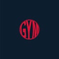 Gym inflated logo. Red color gym text vector design