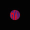 Gym inflated logo. Red and purple color gym text vector design