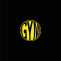 Gym inflated logo. Yellow color gym text vector design