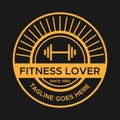 Gym logotype.Vintage Fitness logos. Circle Shape. Retro Style Logo template.Golden color Royalty Free Stock Photo