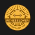 Gym logotype.Vintage Fitness logos. Circle Shape. Retro Style Logo template Royalty Free Stock Photo