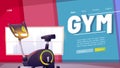 Gym poster, fitness club and online workout