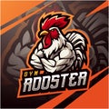 Gym rooster esport mascot logo design