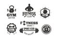 Gym sport club fitness emblem vector illustration.