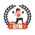 Gym sport fitness girl weight label