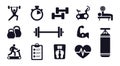 Gym sport training and fitness icon set Royalty Free Stock Photo