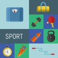 Gym sports equipment icons set. Royalty Free Stock Photo