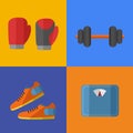 Gym sports equipment icons set. Royalty Free Stock Photo