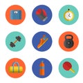 Gym sports equipment icons set. Royalty Free Stock Photo