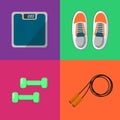 Gym sports equipment icons set. Royalty Free Stock Photo