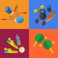 Gym sports equipment icons set. Royalty Free Stock Photo