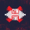 Gym Time. Fitness Gym Muscle Workout Motivation Quote Poster Vector Concept. Barbell Royalty Free Stock Photo