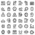 Gym time icons set, outline style Royalty Free Stock Photo