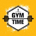Gym Time Workout and Fitness Design Element Concept. Creative Vector On Grunge Background Royalty Free Stock Photo