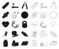 Gym and training black,outline icons in set collection for design. Gym and equipment vector symbol stock web