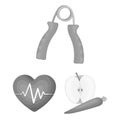 Gym and training monochrome icons in set collection for design. Gym and equipment vector symbol stock web illustration.
