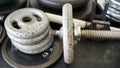 Gym weight lifting items Royalty Free Stock Photo