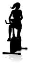 Gym Woman Silhouette Stationary Exercise Spin Bike Royalty Free Stock Photo