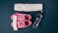 Gym workout kit - sneakers, towel, water