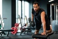 Gym Workout. Muscular African American Man Training With Dumbbell In Sport Club Royalty Free Stock Photo