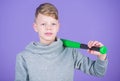 Gym workout of teen boy. child sportsman. Fitness diet brings health and energy. Baseball player with bat. Success Royalty Free Stock Photo